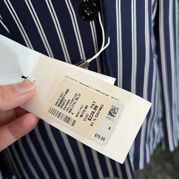 NWT Hugo Boss Striped Blazer Slim Fit Size S (4-6) - Picture 13 of 14